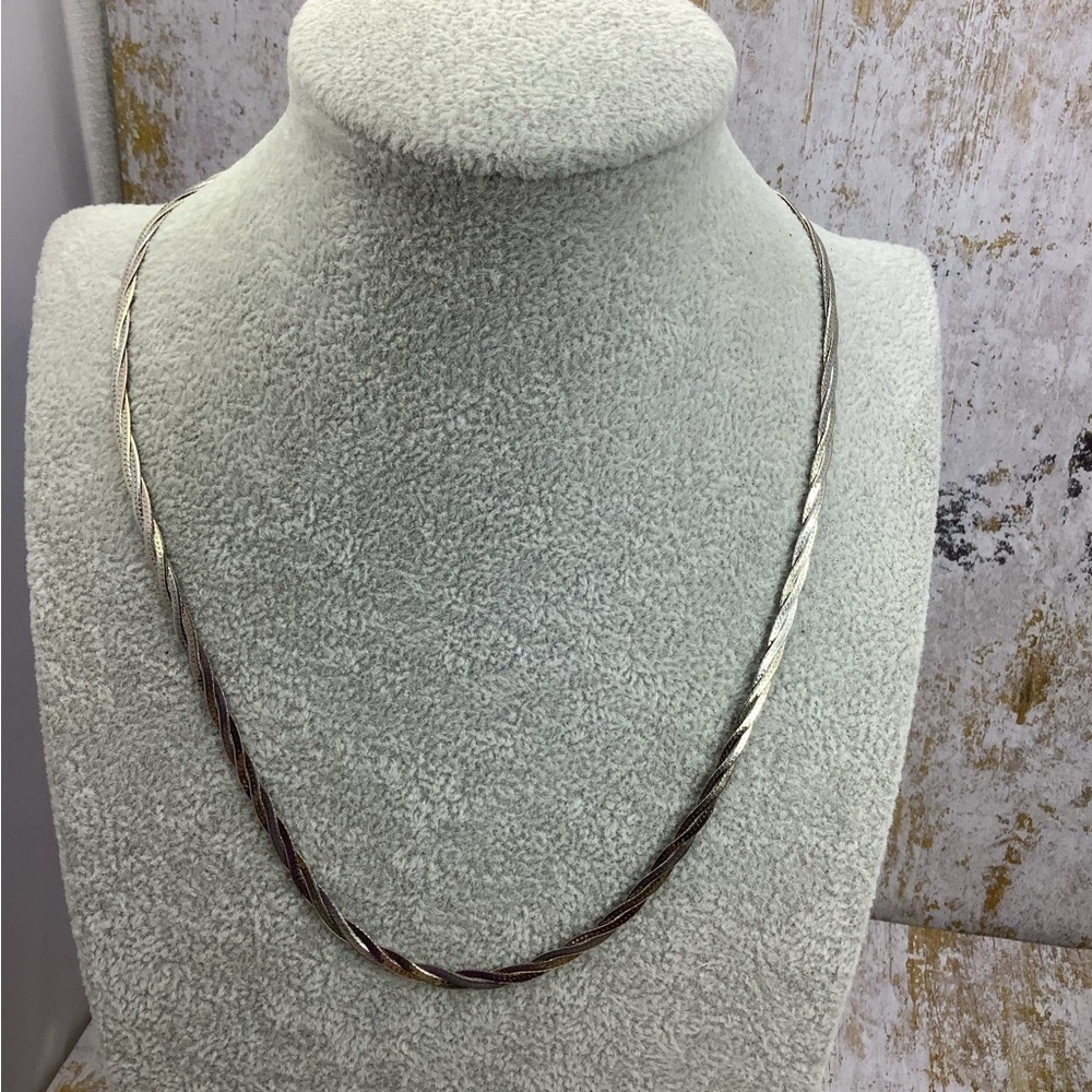Gorgeous Vintage . 925 Sterling Silver Braided Necklace Italian #2STN